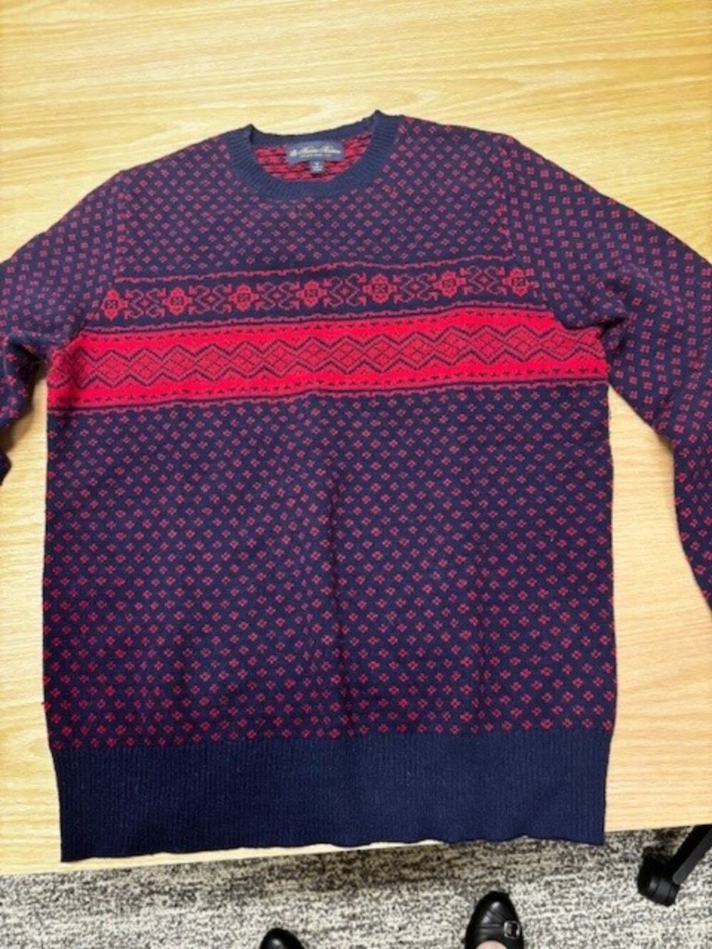 Black Fleece by Brooks Brothers Fair Isle Wool Crewneck Sweater Size M